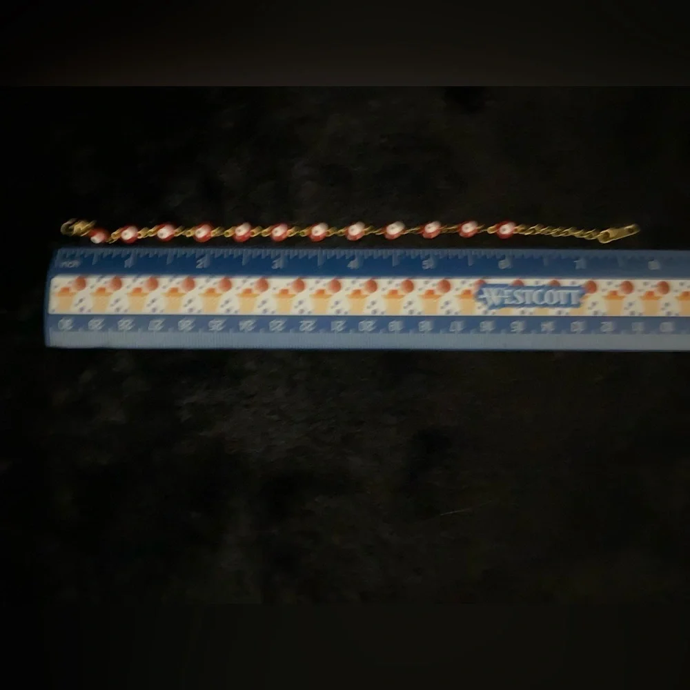 14K Gold Red Evil Eye Bracelet